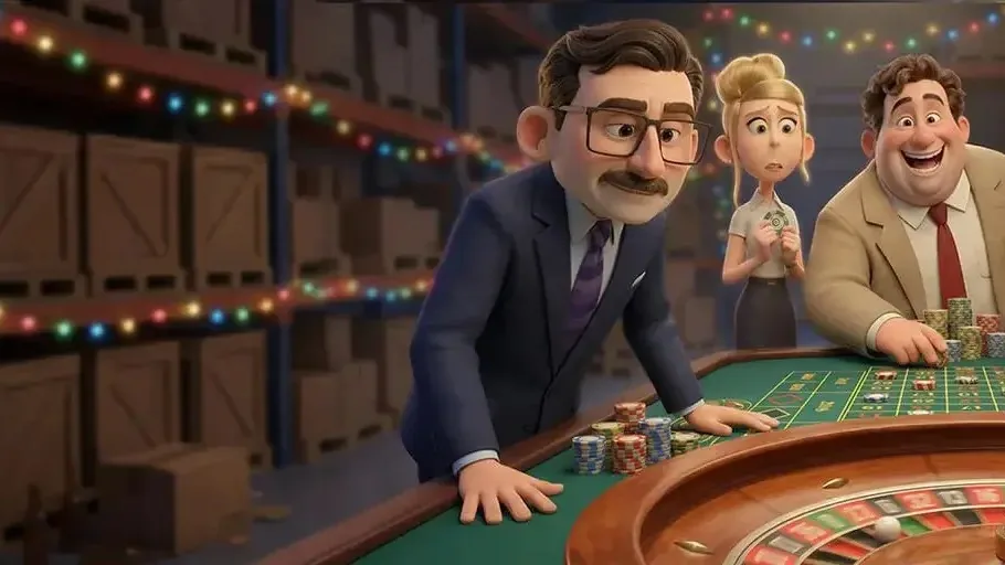 Casinò live SpinBoss: un tavolo della roulette allestito in ufficio