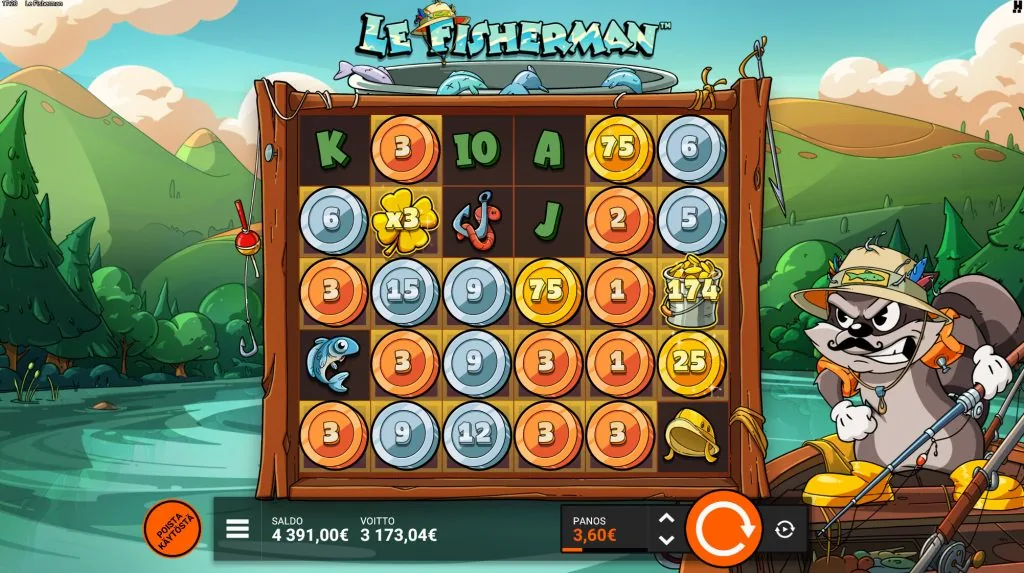 Rulli della slot Le Fisherman, uno dei giochi disponibili su SpinBoss